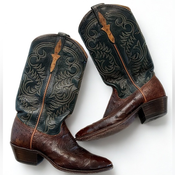Dan Post Other - Dan Post Men’s Ostrich Leather Cowboy Boots Size 6.5M Brown/Black Style 95397